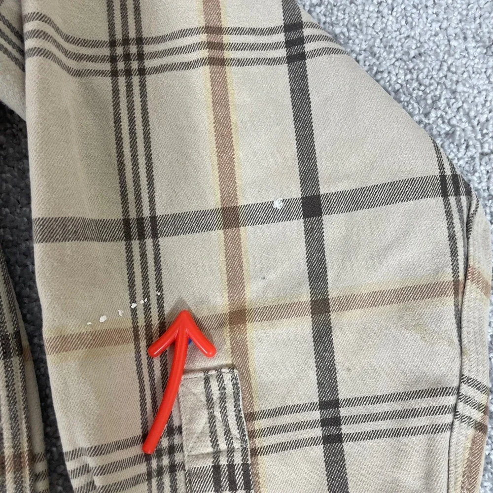 Carhartt Thermal Lined‎ Flannel Shirt Mens Small Plaid Work Shirt Distressed